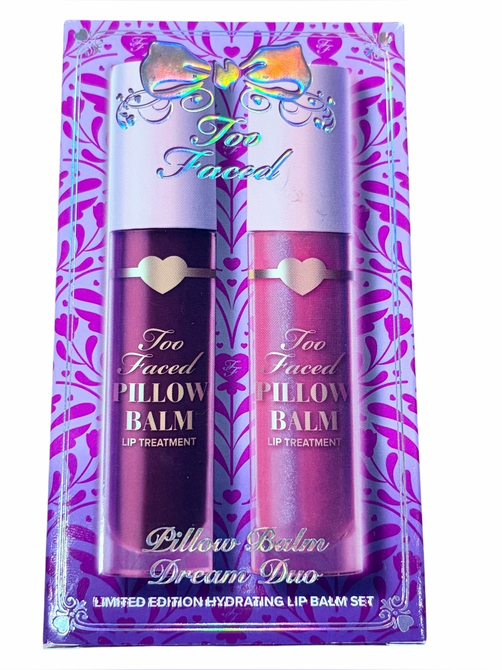 Too Faced Pillow Balm Duo — Pink & Plum Hydrating Lip Balms Limited Edition